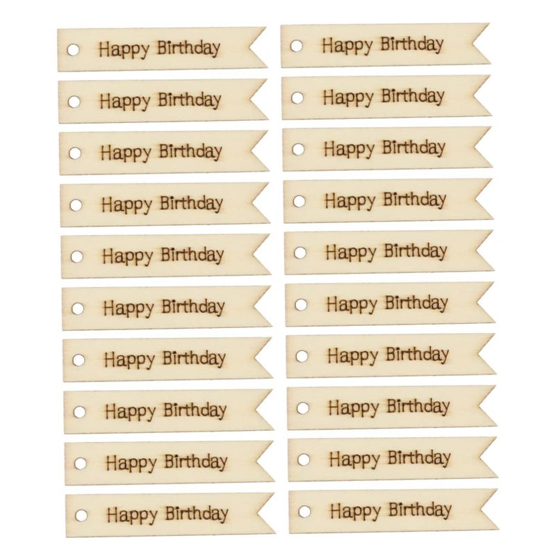 60 Wooden Letter Tags Happy Birthday Printing DIY Craft Decorations - Image 2