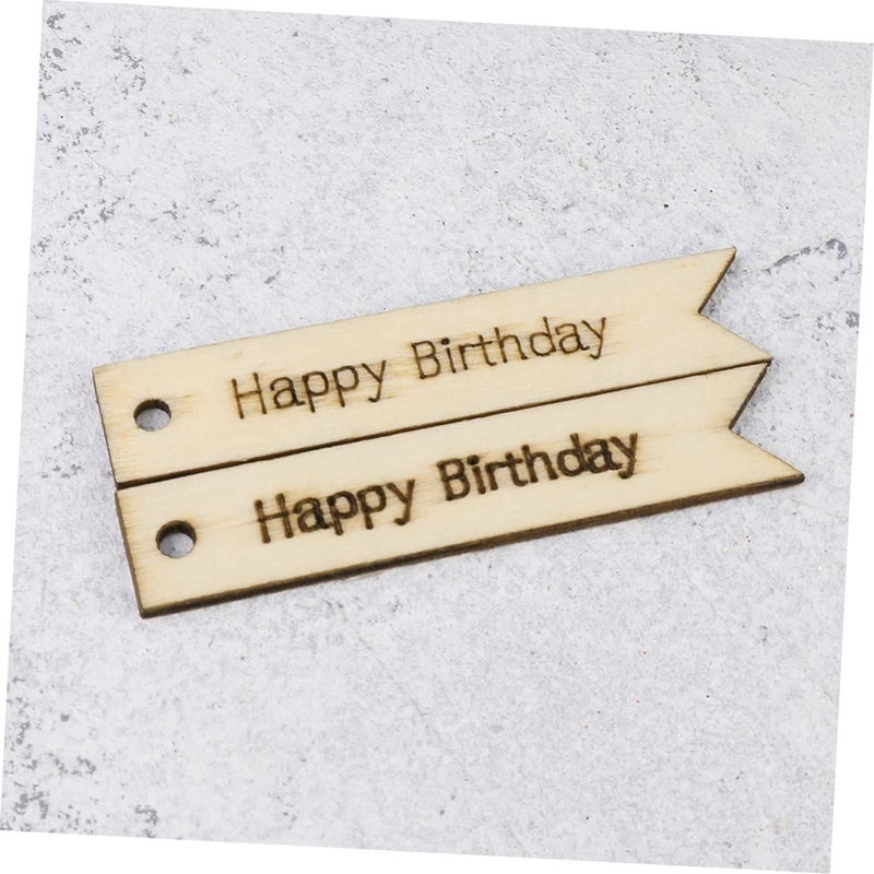 60 Wooden Letter Tags Happy Birthday Printing DIY Craft Decorations - Image 4