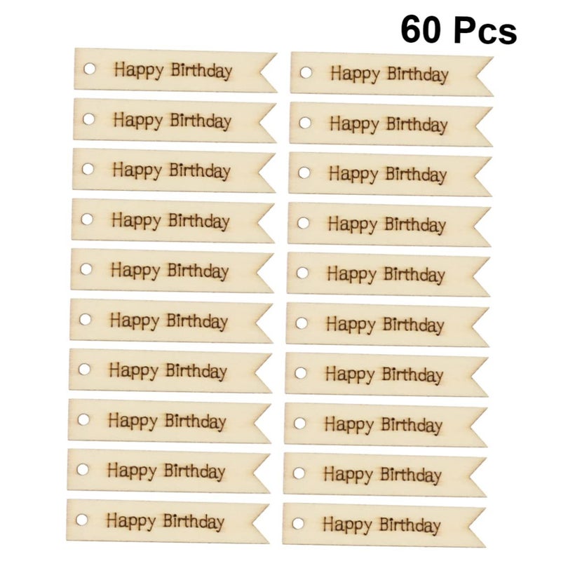 60 Wooden Letter Tags Happy Birthday Printing DIY Craft Decorations - Image 3