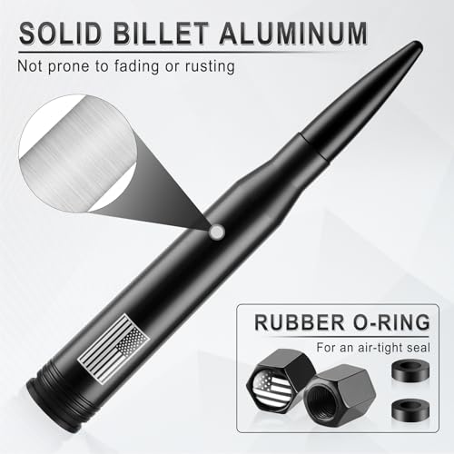 BJSIA American Flag Car Truck Antenna with Valve Stem Caps - Universal Compatible with Ford, Dodge, Chevrolet, GMC, Jeep, Toyota Truck Car Accessories, Heavy Duty Pickup Trucks Accessories - Black - Image 4