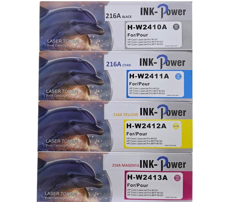 اينك باور خراطيش 216A (مجموعة) متوافقة مع طابعات HP 216A / W2410A W2411A W2412A W2413A لطابعات HP Color Laserjet Pro MFP M183fw M182n M182nw M155a M155nw (أسود سماوي أصفر أرجواني) - Image 2