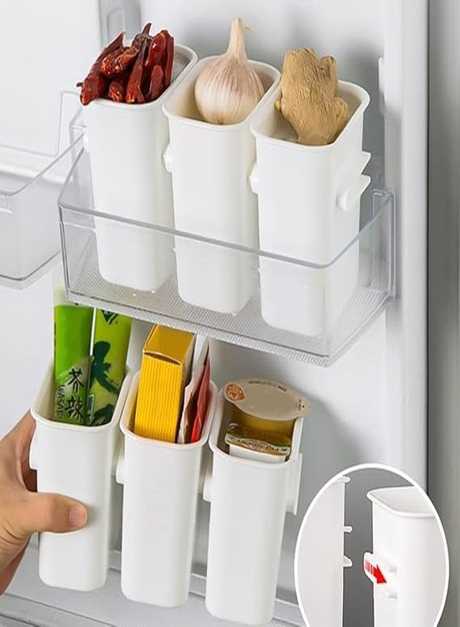 CLIXERA Plastic Storage Containers with Detachable Bins, Fridge Organizer for Vegetables, Fruits, Butter, Sauces, Stationery, White | Set of 3 Pcs - Image 2