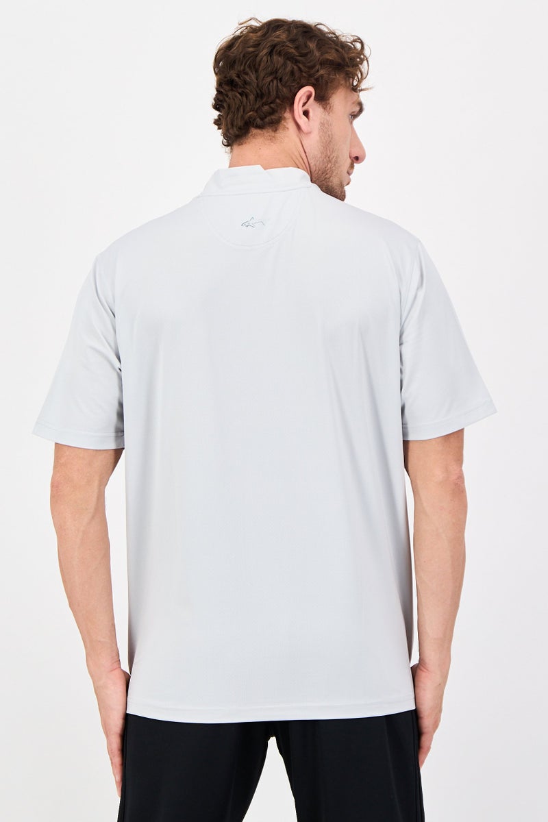 Greg Norman Men Sportswear Fit Short Sleeve Outdoor Polo Shirt, Grey - Image 3