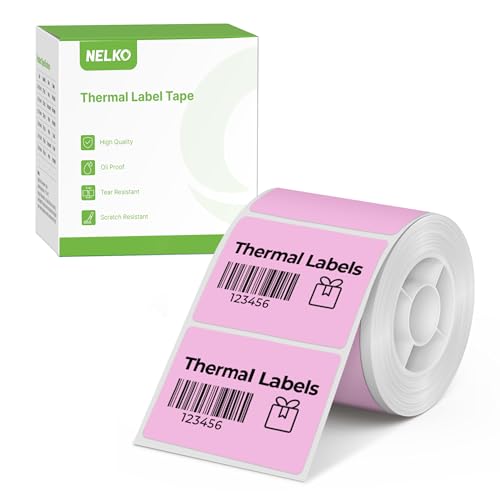 Nelko Thermal Labels for Nelko PM220 Label Maker, 1.57'' x 1.18'' (40x30mm) Thermal Sticker Label, Waterproof, Multi-Purpose Label Tape, 1 Roll of 230 Self-Adhesive Thermal Paper (Pink) - Image 1