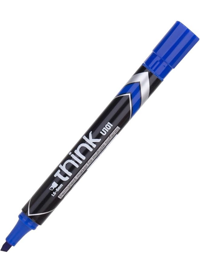 ديلي قلم تحديد دائم Deli EU10130 أزرق، علبة من 12 قلمًا، رأس كتابة طويل الأمد - Image 4