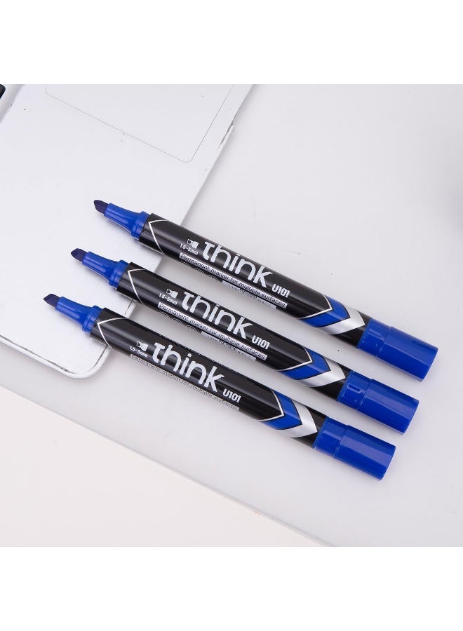 ديلي قلم تحديد دائم Deli EU10130 أزرق، علبة من 12 قلمًا، رأس كتابة طويل الأمد - Image 5