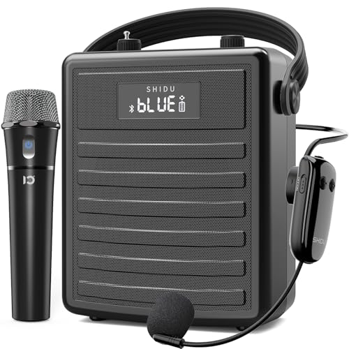 SHIDU 40W Voice Amplifier with Wireless Microphone, Portable PA System with Wireless Headset Mic & Speaker, 40W Loudly Bluetooth Portable Microphone and Speaker for Teacher, Meeting, Speech Events - Image 1
