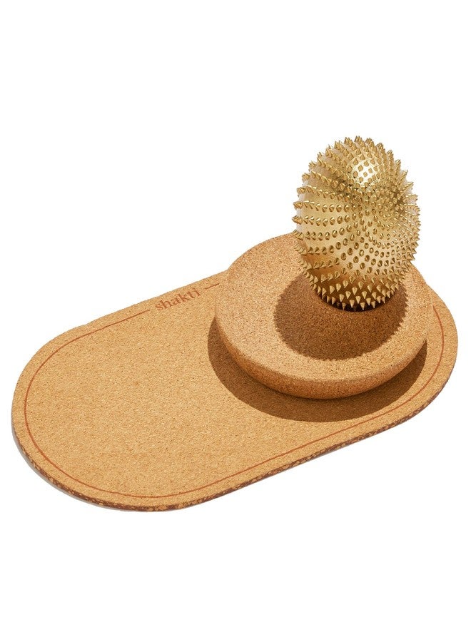 ShaktiMat Wonderball Acupressure Massage Ball, Cast in Brass with Natural Cork Rolling Mat & Stand Included | Activate Trigger Points Like Acupuncture to Relieve Tension and Stress and Help Relax - Image 1