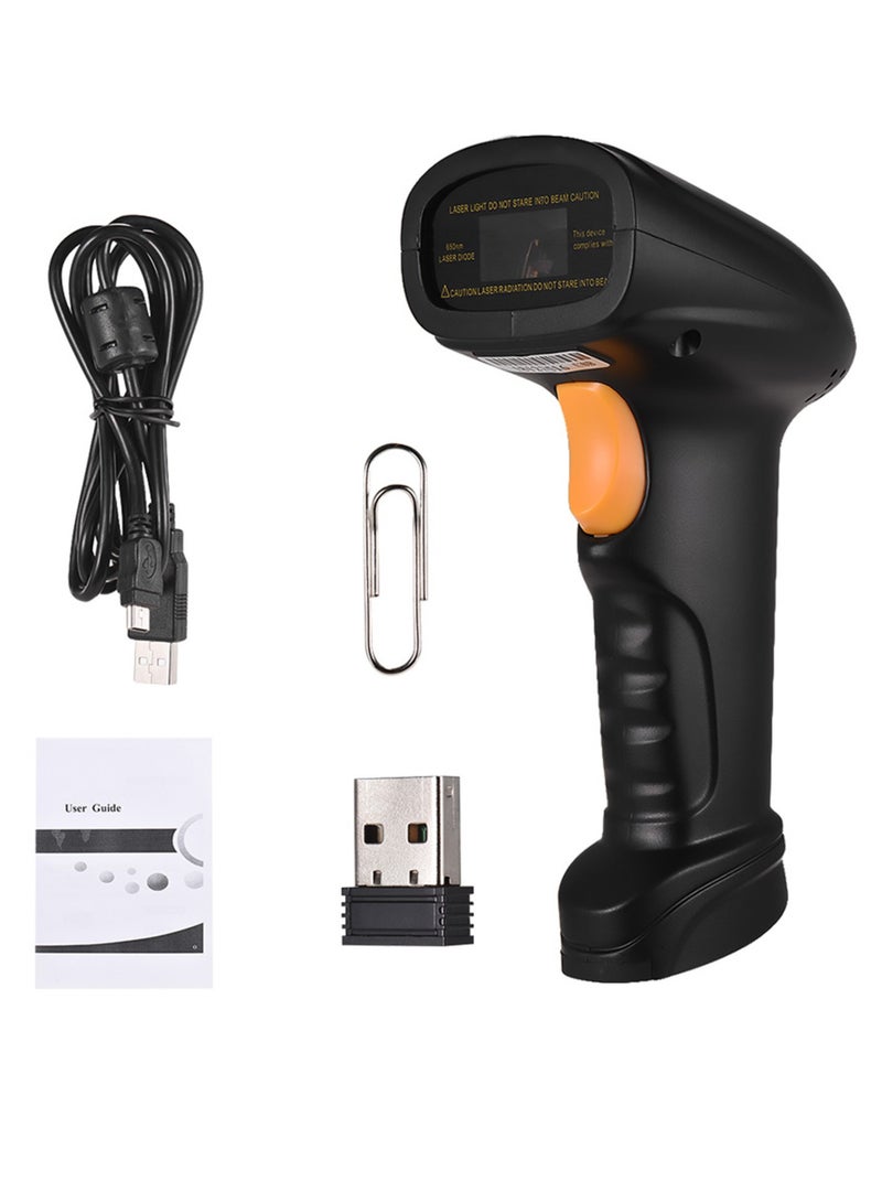 2-in-1 2.4G Wireless Barcode Scanner u0026 USB Wired Barcode Scanner Handheld 1D Bar Code Scanner Reader Storage up to 120,000 Bar Code with Rechargeable Battery Mini USB Receiver USB Cable for Computer Laptop - Image 1