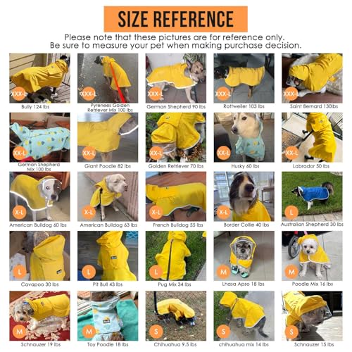 Lukovee Dog Raincoat, Adjustable Dog Rain Jacket with Clear Hooded Double Layer for Large Medium Small Dogs Puppies, Waterproof Rain Coat Poncho with Reflective Storage Pocket & Rim (Yellow, L) - Image 3