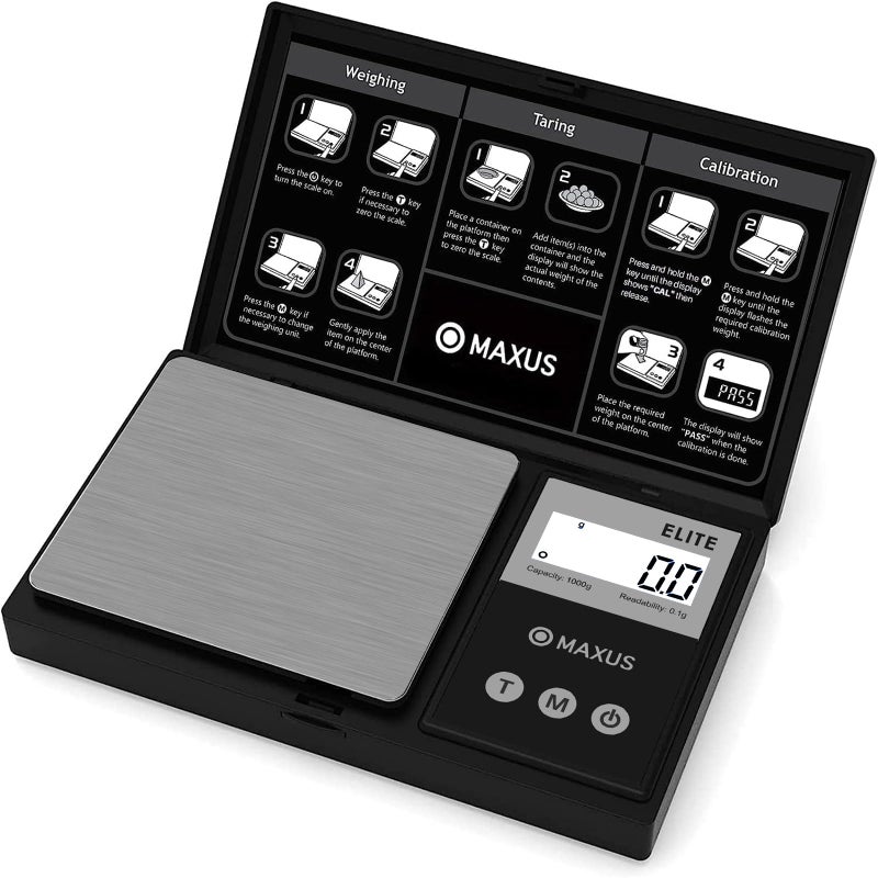 MAXUS Digital Gram Scale 1000g01g Small Food Scale with Backlit LCD Mini Pocket Scale for Jewelry