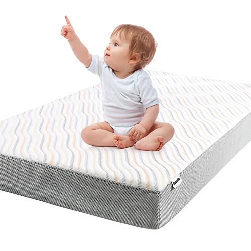 BABELIO Biobased Crib and Toddler Mattress DualSided CertiPURUS Removable Waterproof and MachineWashable Cover 52x275x5
