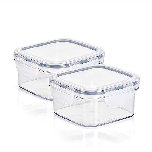 SCL Steelo Steelo Sofresh Plastic Kitchen Storage Square Container Set Kitchen Organiser Air Tight Container Set Fridge safe US FDA Approved PET Food Grade Heavy Duty Material BPA Free (Clear, 600 ml, Pack of 2) - Image 4