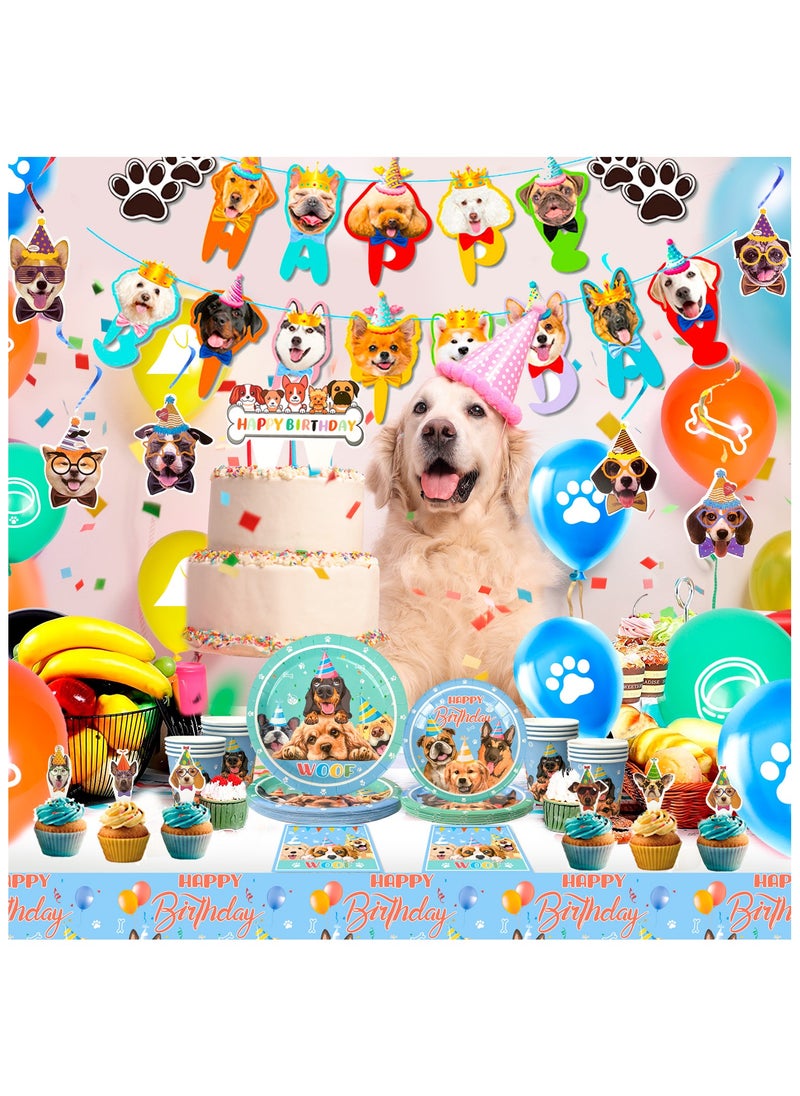 Puppy Dogs Birthday Party Supplies for 16 Guests, Pets Theme Birthday Party Decoration Tableware Set Dog Disposable Party Plates