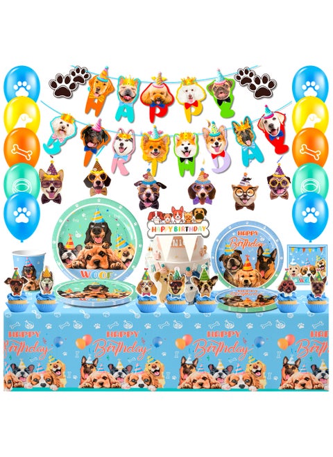 Puppy Dogs Birthday Party Supplies for 16 Guests, Pets Theme Birthday Party Decoration Tableware Set Dog Disposable Party Plates