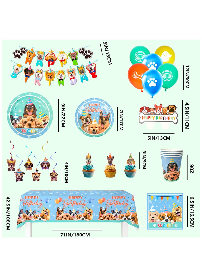 Puppy Dogs Birthday Party Supplies for 16 Guests, Pets Theme Birthday Party Decoration Tableware Set Dog Disposable Party Plates