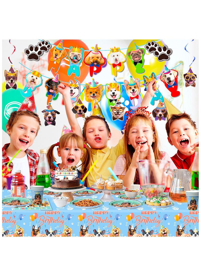 Puppy Dogs Birthday Party Supplies for 16 Guests, Pets Theme Birthday Party Decoration Tableware Set Dog Disposable Party Plates