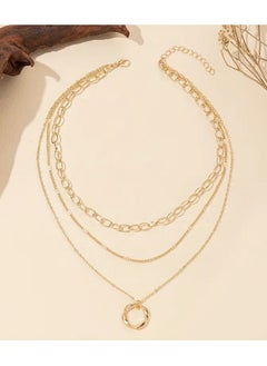 Home Clearance Sale Boho Vintage Style Multi-Layer Zinc Alloy Pendant Necklace for Women, Fashionable Simple Irregular Circle Charm, Unplated, Versatile for Daily Wear and Gift-Giving Occasions - Set of 1  - Image 3
