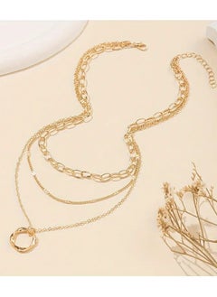 Home Clearance Sale Boho Vintage Style Multi-Layer Zinc Alloy Pendant Necklace for Women, Fashionable Simple Irregular Circle Charm, Unplated, Versatile for Daily Wear and Gift-Giving Occasions - Set of 1  - Image 4
