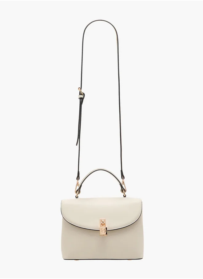 بابريكا Women's Solid Satchel Bag with Grab Handle and Button Closure