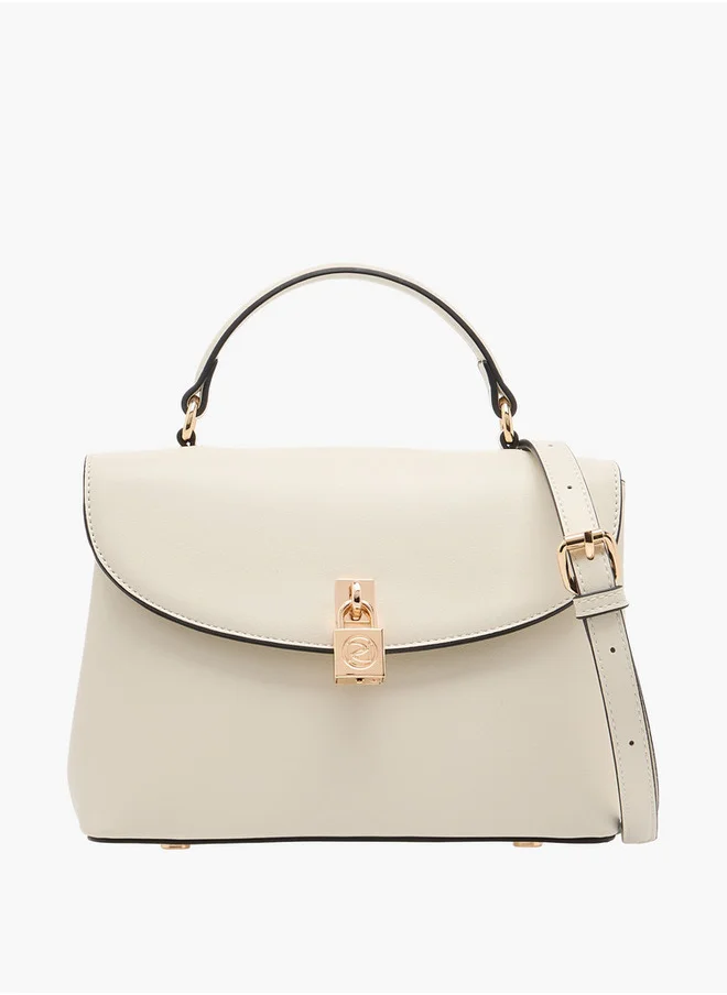 بابريكا Women's Solid Satchel Bag with Grab Handle and Button Closure