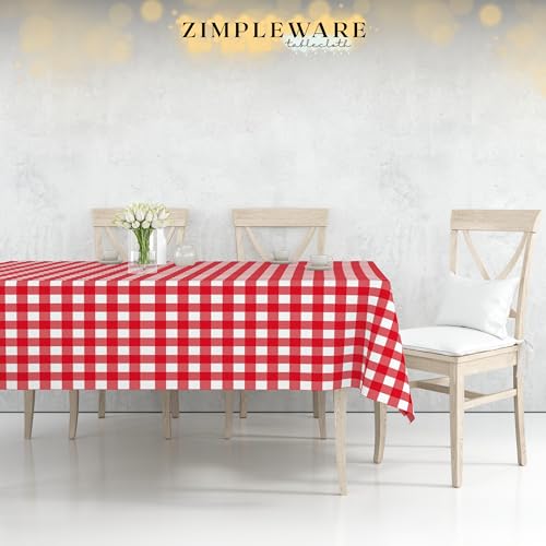 ZIMPLEWARE Premium Red Gingham Checkered Plastic Table Cloth Disposable (12 Pk) Plastic Tablecloths for Rectangle Tables (54in x 108in) Party Table Cloths Disposable for 6ft to 8ft Rectangle Tables - Image 4