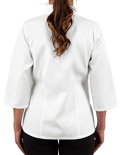 KNG 3/4 Sleeve White Chef Coat for Women - Ladies Fitted Chefs Jacket - XL - Image 2