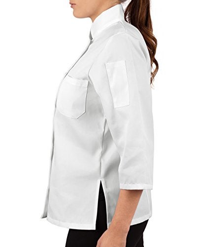 KNG 3/4 Sleeve White Chef Coat for Women - Ladies Fitted Chefs Jacket - XL - Image 3