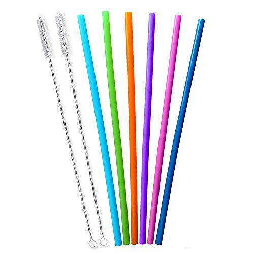Tegion 12 Inch Extra Long Reusable Silicone Straight Straws for Extra Tall Tumbler 40 OZ Hydro Flask,32 OZ Blender Bottle Nutribullet, Nutri Ninja Cups - Image 1