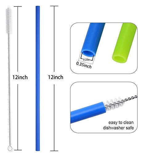 Tegion 12 Inch Extra Long Reusable Silicone Straight Straws for Extra Tall Tumbler 40 OZ Hydro Flask,32 OZ Blender Bottle Nutribullet, Nutri Ninja Cups - Image 5