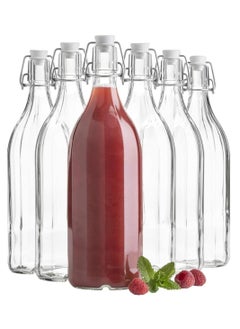 FUFU 6Pack 32oz Flip Top Glass Bottle 1 Liter Swing Top Bottles with Airtight Seal Flip Caps for Kombucha, Beverages, Oil, Vinegar, juice, Water, Soda, Kefir  - Image 1