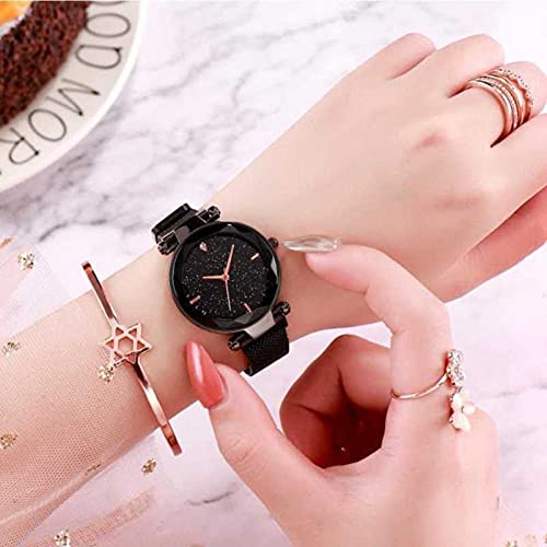 Acnos Platinum Premium 4 Colors Magnet Strap Analogue Women And Girls Watch Sweet Heart 4 Colors Bracelet Combo For Girl'S & Women Watch (Set Of 2) (Black Dial-4 Point), Multi-Color Band - Image 4