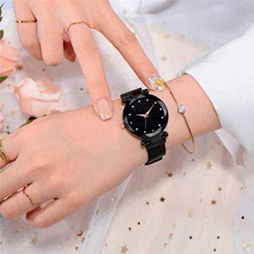 Acnos Platinum Premium 4 Colors Magnet Strap Analogue Women And Girls Watch Sweet Heart 4 Colors Bracelet Combo For Girl'S & Women Watch (Set Of 2) (Black Dial-4 Point), Multi-Color Band - Image 5