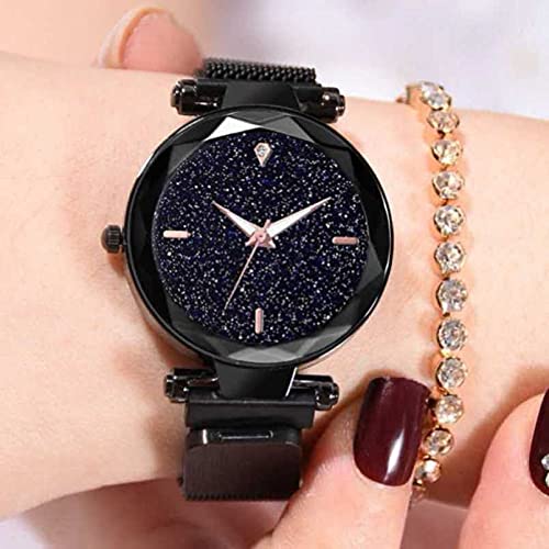 Acnos Platinum Premium 4 Colors Magnet Strap Analogue Women And Girls Watch Sweet Heart 4 Colors Bracelet Combo For Girl'S & Women Watch (Set Of 2) (Black Dial-4 Point), Multi-Color Band - Image 3