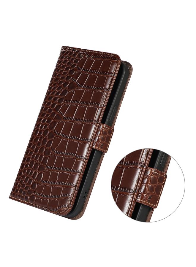 اس-توب جراب لهاتف Samsung Galaxy F23 5G / M23 جراب هاتف من جلد التمساح ذو الطبقة العلوية من جلد البقر - Image 4