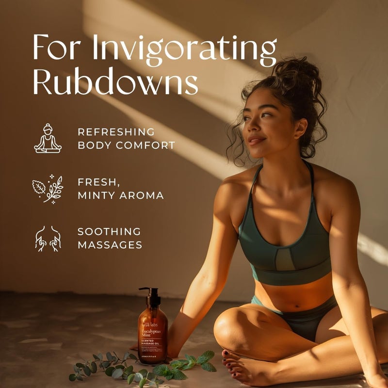 Gya Labs Eucalyptus Mint Massage Oil for Sore Muscles  Deep Relaxation  676 fl oz  100 All Natural NonGreasy Body Massage Oil with Argan  Jojoba Oil for Men  Women  Professional  Home Use - Image 2