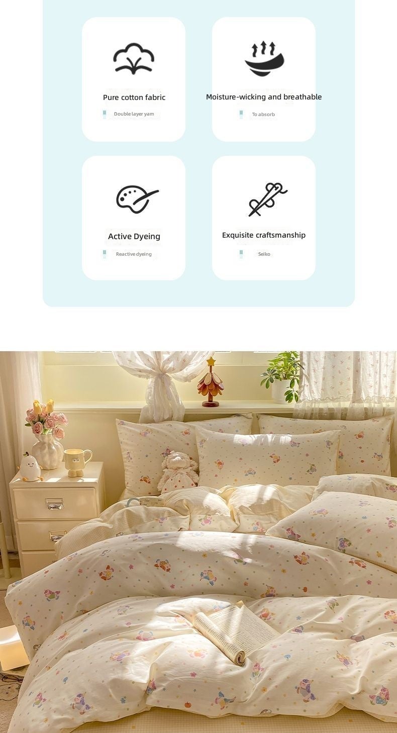 Cotton Bedding Set - New Design for 2026, 4-piece Set, Suitable for Dormitories and Families - Image 3