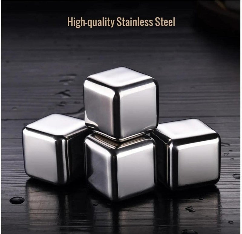 VUNEXO Exclusive Stainless Steel Whiskey Stones High Cooling technology Ice Cubes Chilling Rocks Reusable Wine Stone Durable Beer Drink Freezer Cooler Rock for Christmas and Birthday Gifts Set of 4 - Image 5