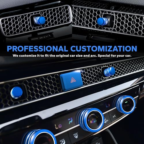 Polodunn for Honda Civic 2022-2026 Accessories, CRV 2023-2026 & Acura Ingetra 2023-2026 (Fit 7" Screen/ 2 Audio Knobs), 12pcs Knob Cover Kit - Hazard Light, Push Start, Audio, AC & Air Vent (Blue) - Image 3
