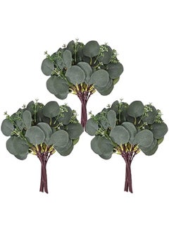 Generic 30pcs Artificial Eucalyptus Leaves Stems Dollar Eucalyptus Leaves Picks with White Seeds Faux Eucalyptus Branches Floral Arrangement Wreath Rustic Farmhouse Greenery Wedding Bouquets Decors  - Image 1