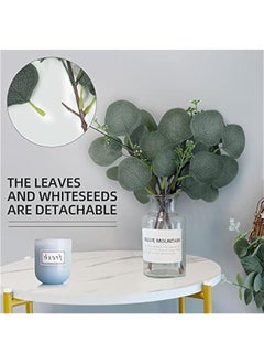 Generic 30pcs Artificial Eucalyptus Leaves Stems Dollar Eucalyptus Leaves Picks with White Seeds Faux Eucalyptus Branches Floral Arrangement Wreath Rustic Farmhouse Greenery Wedding Bouquets Decors  - Image 3