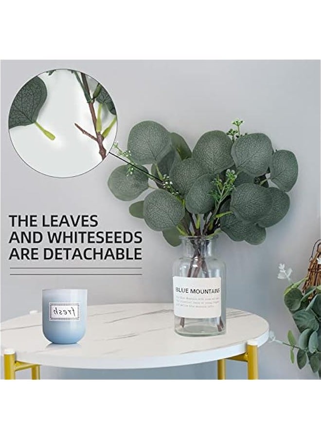 Generic 30pcs Artificial Eucalyptus Leaves Stems Dollar Eucalyptus Leaves Picks with White Seeds Faux Eucalyptus Branches Floral Arrangement Wreath Rustic Farmhouse Greenery Wedding Bouquets Decors  - Image 3
