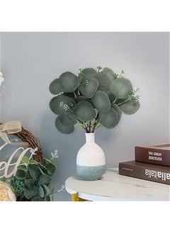 Generic 30pcs Artificial Eucalyptus Leaves Stems Dollar Eucalyptus Leaves Picks with White Seeds Faux Eucalyptus Branches Floral Arrangement Wreath Rustic Farmhouse Greenery Wedding Bouquets Decors  - Image 5