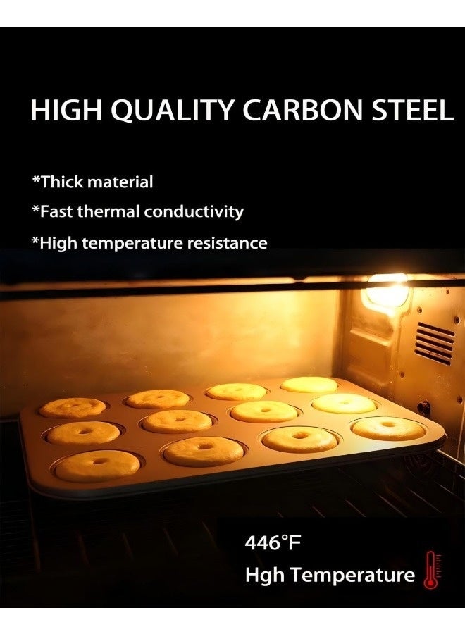 SenRan 12-Cavity Carbon Steel Donut Pan - Non-Stick Home Baking Mold, Easy to Clean & Dishwasher Safe, Suitable for Cakes, Desserts (Oven-Safe) - Image 4