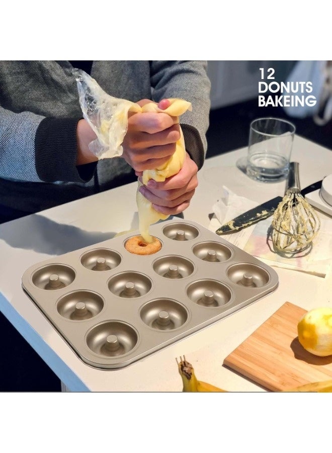 SenRan 12-Cavity Carbon Steel Donut Pan - Non-Stick Home Baking Mold, Easy to Clean & Dishwasher Safe, Suitable for Cakes, Desserts (Oven-Safe) - Image 3