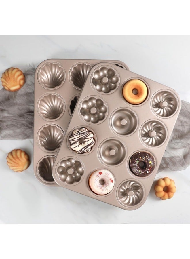 SenRan 12-Cavity Carbon Steel Donut Pan - Non-Stick Home Baking Mold, Easy to Clean & Dishwasher Safe, Suitable for Cakes, Desserts (Oven-Safe) - Image 2