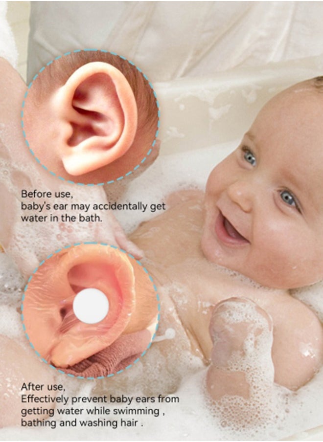 40 Pieces Update Silicone Waterproof Ear Stickers with Absorbent Cotton, Ear Covers for Swimming Shower，Disposable Ear Tape Ear Protectors，Ear Covers Waterproof Baby Shower Swimming