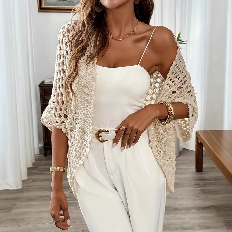 Women's Summer Openwork Knit Cardigan Sweater - Image 3