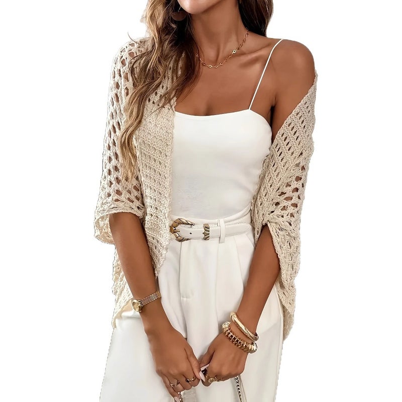 Women's Summer Openwork Knit Cardigan Sweater - Image 5