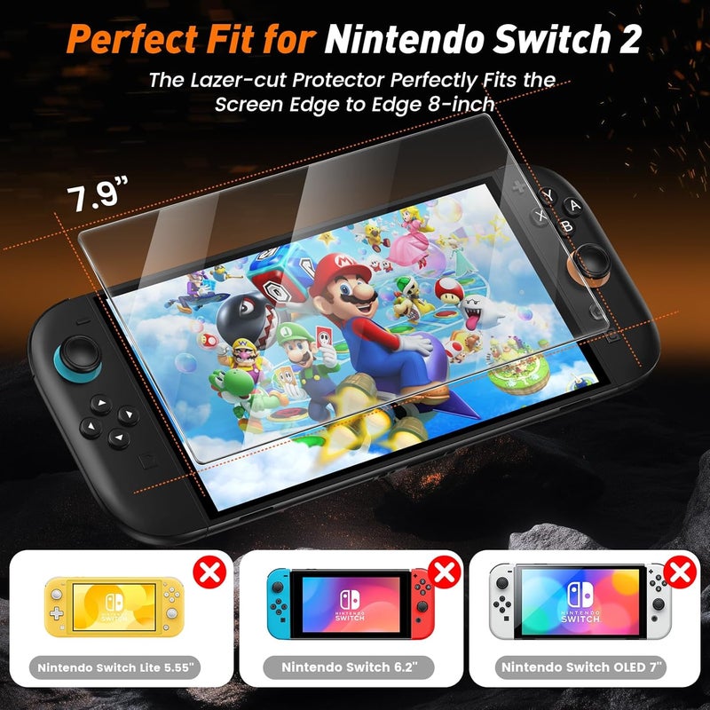 daydayup 4-Pack Screen Protector Tempered Glass for Nintendo Switch 2 [7.9 inch] 2025 with [Alignment Frame] -HD Clear Anti-Scratch Travel Transparent Clear Screen Protector - Image 2